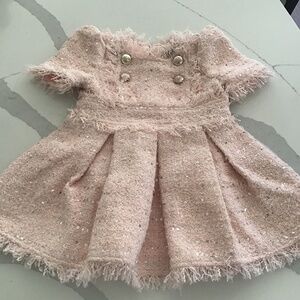 Bardot Junior Baby Girl Pink Tweed Dress Size 6-12 Months